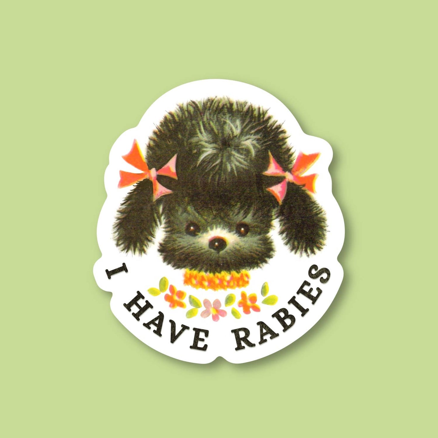I have rabies, funny vintage dog illustration sticker