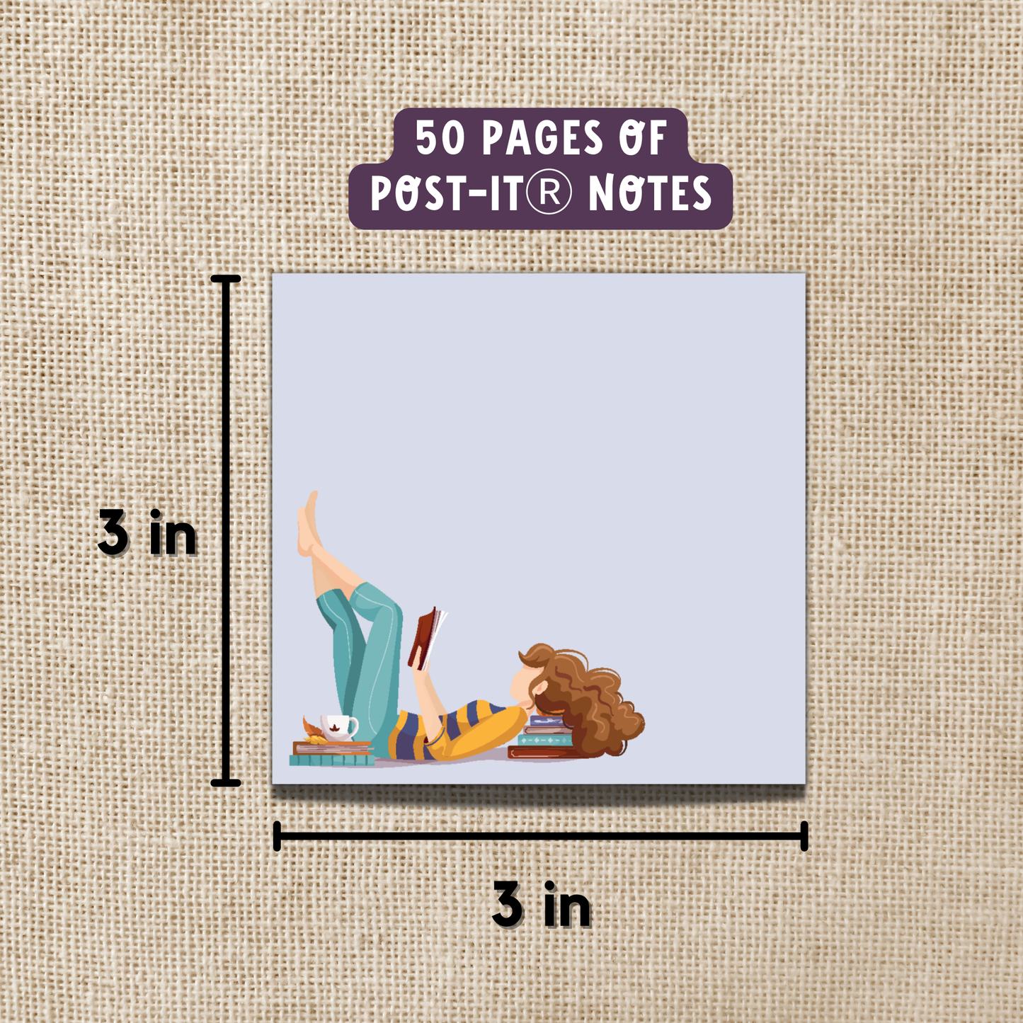 Woman Relaxing With a Book Sticky Notes