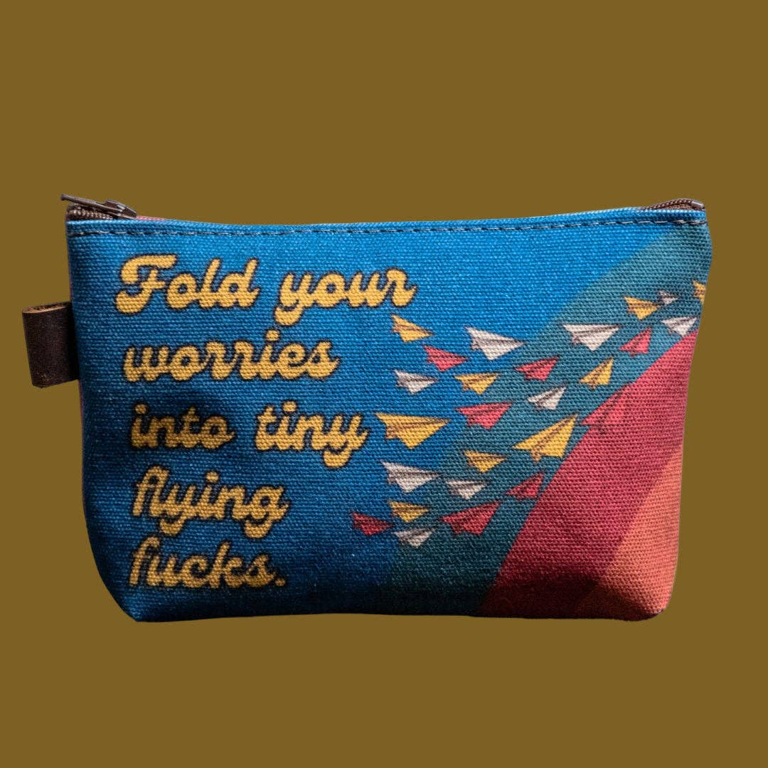 Flying Fucks | Hand printed MEDIUM Canvas Pouch