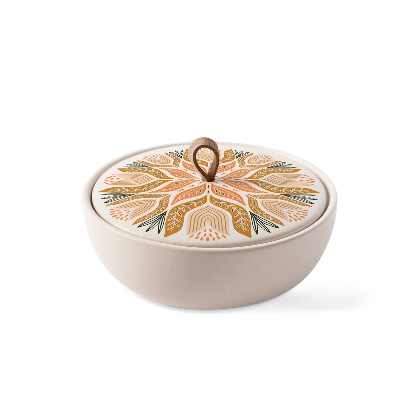 Stoneware Large Round Trinket Box - Tulip Tile