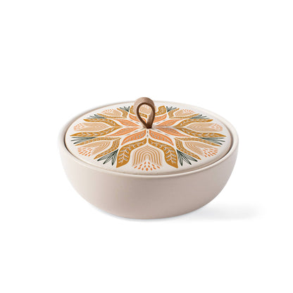Stoneware Large Round Trinket Box - Tulip Tile