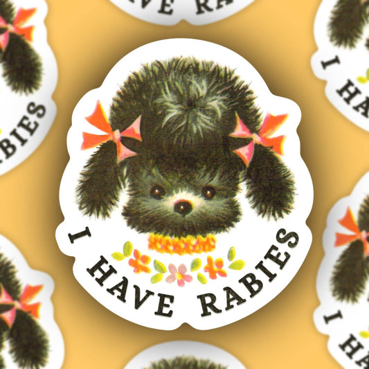 I have rabies, funny vintage dog illustration sticker