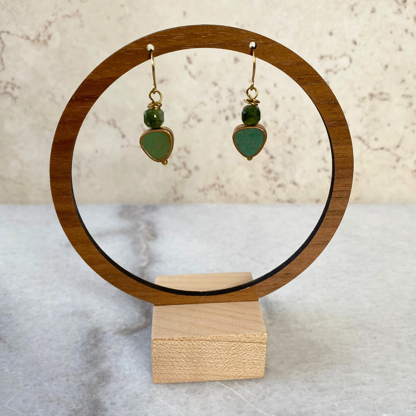 Turquoise Stone Gold Vermeil Earrings | Cube Stone Beads