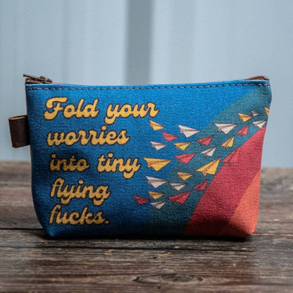 Flying Fucks | Hand printed MEDIUM Canvas Pouch