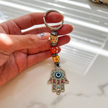Hamsa Hand Beaded Keychain