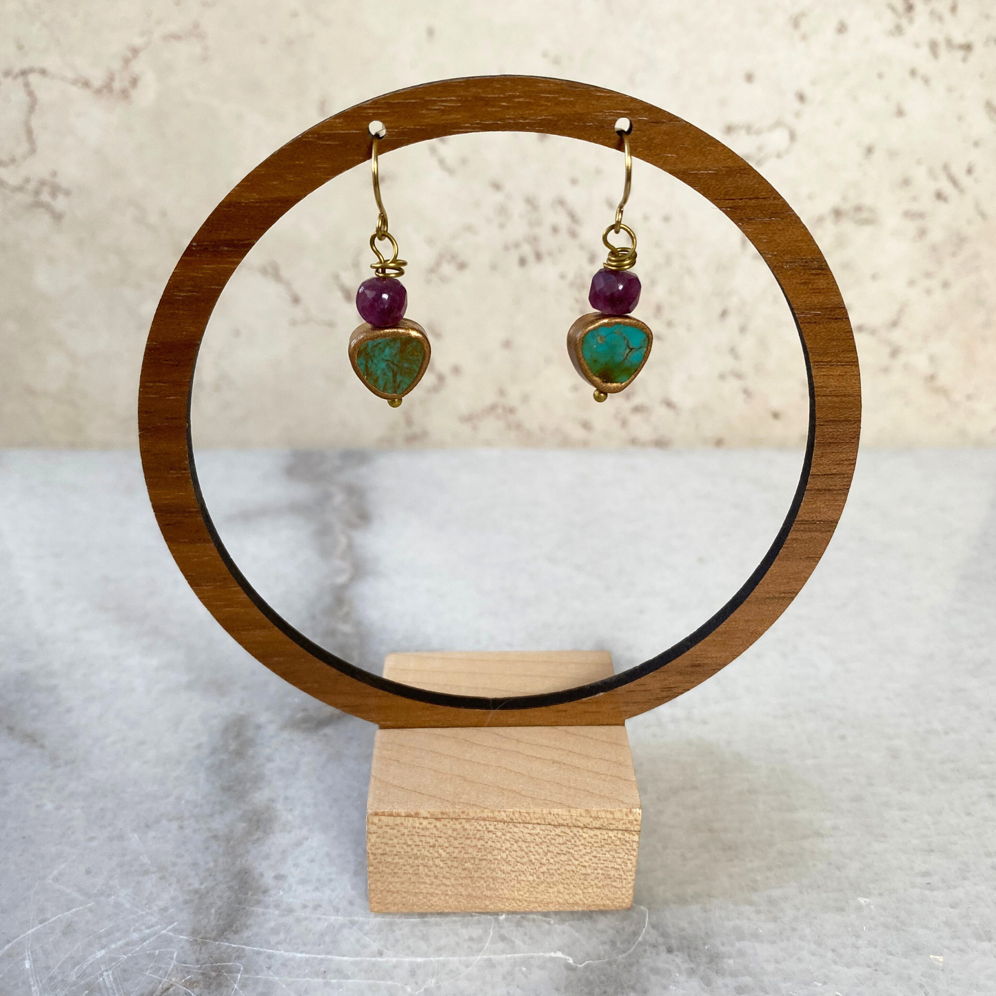 Turquoise Stone Gold Vermeil Earrings | Cube Stone Beads