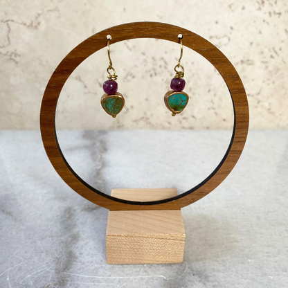 Turquoise Stone Gold Vermeil Earrings | Cube Stone Beads