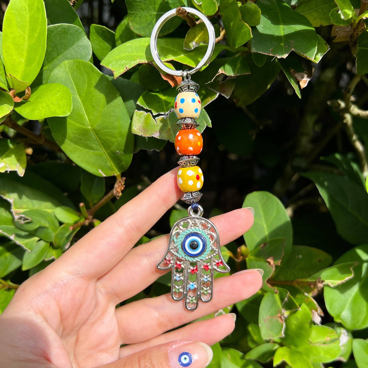 Hamsa Hand Beaded Keychain